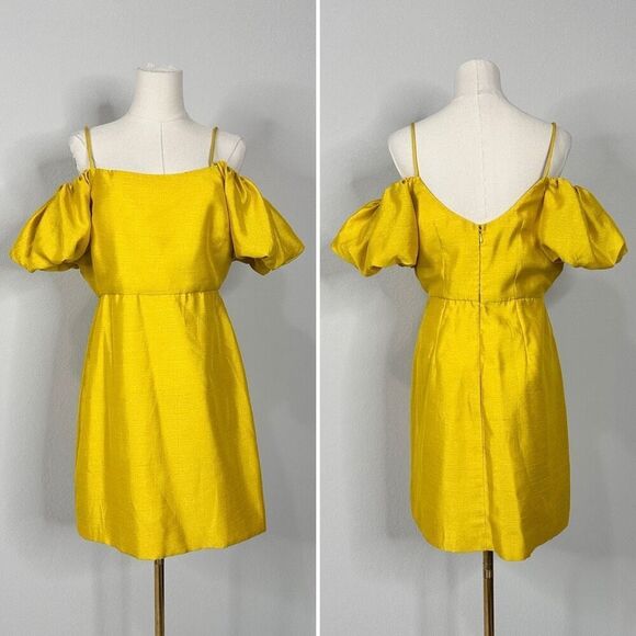 Anthropologie Let Me Be Slim Off Shoulder Puff Sleeve Dress M Cocktail Wedding - Picture 5 of 11